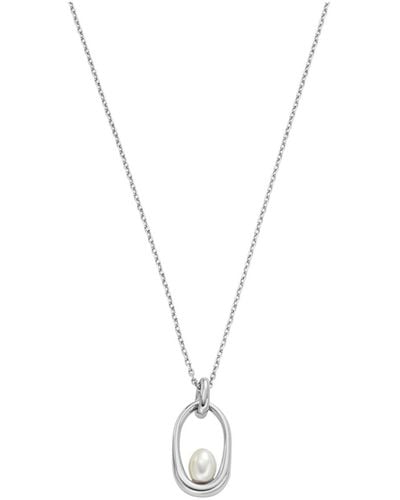 Skagen Shell Pearl Pendant Necklace - Metallic