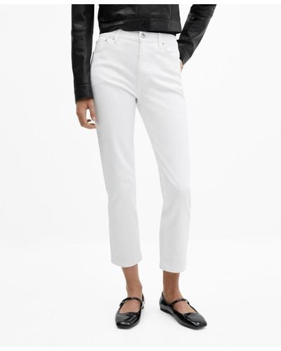 Mango Slim Cropped Jeans - White