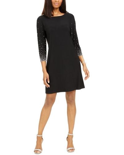 Msk Embellished-sleeve Sheath Dress - Black