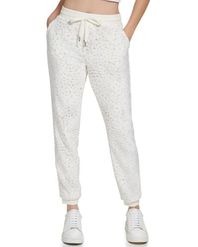 Marc New York Andrew Marc Sport Novelty Spotted Faux Fur jogger Pants - White