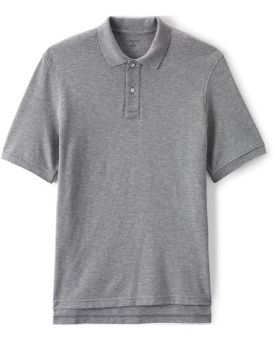 Lands' End School Uniform Short Sleeve Mesh Polo Shirt - Gray