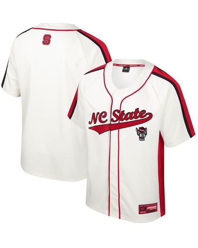 Colosseum Athletics Distressed Nc State Wolfpack Ruth Button-up Baseball Jersey - Red