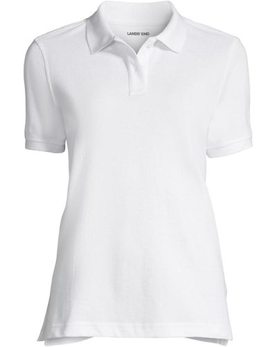 Lands' End School Uniform Tall Short Sleeve Mesh Polo Shirt - White