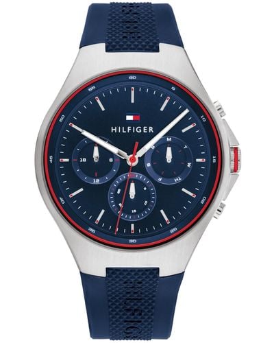 Tommy Hilfiger Quartz Multifunction Silicone Strap Watch 46mm - Blue