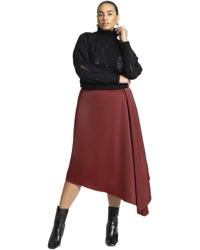 Eloquii Plus Size Peaked Drape Skirt - Red