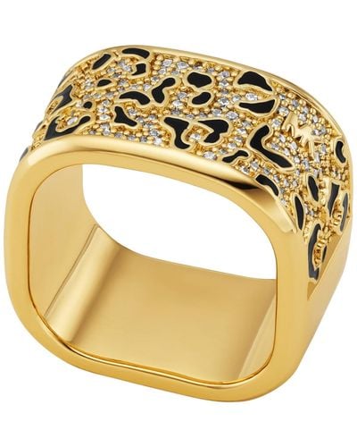 Michael Kors 14k Gold Plated Cheetah Print Band Ring - Metallic