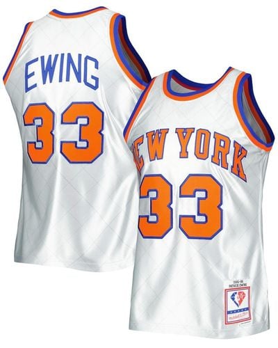 Mitchell & Ness Patrick Ewing New York Knicks 1985-86 Hardwood Classics 75th Anniversary Swingman Jersey - White