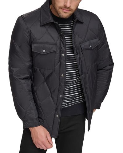 Calvin Klein Onion Quilted Shirt Jacket - Gray