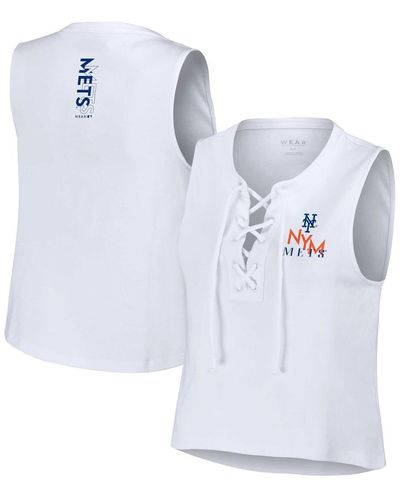 WEAR by Erin Andrews New York Mets Lace-up Tank Top - White