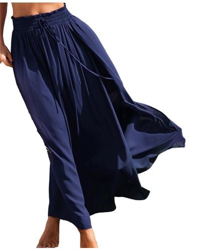 CUPSHE Blue Smocked Waist Maxi Skirt
