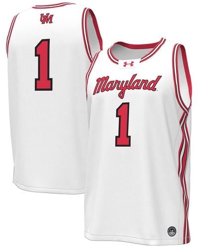 Under Armour #1 Maryland Terrapins Throwback Replica Basketball Jersey - White