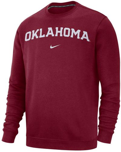 Nike Oklahoma Sooners Cotton Club Crew Neck Sweatshirt - Red