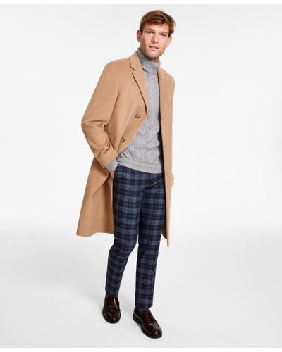 Michael Kors Classic-fit Solid Wool Blend Overcoats - Blue