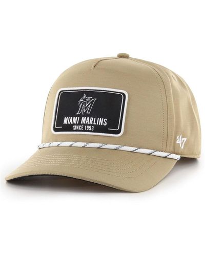 '47 Khaki Miami Marlins Oxford Tech Hitch Snapback Hat - Natural