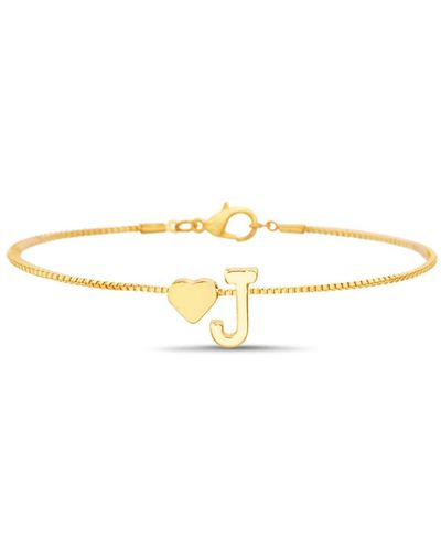 Kensie Gold-tone Letter Initial And Heart Bracelet - Metallic