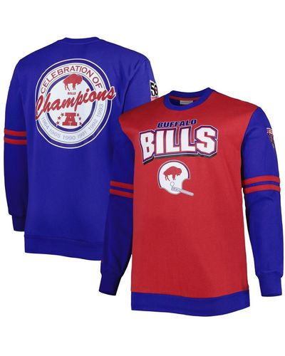 Mitchell & Ness Red And Royal Buffalo Bills Big And Tall Celebration Of Champions Pullover Sweatshirt - Blue