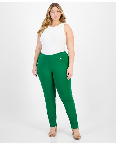 INC International Concepts Plus And Petite Plus Size Tummy-control Skinny Pants - Green