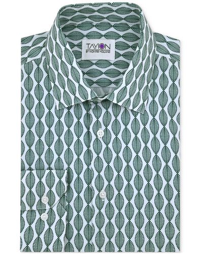 Tayion Collection Leaf-print Dress Shirt - Green