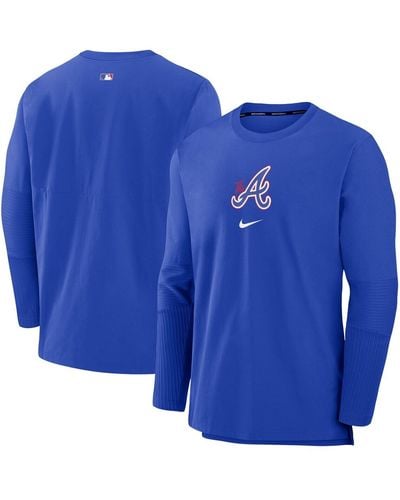 Nike Atlanta Braves Authentic Collection City Connect Player Tri-blend Performance Pullover Jacket - Blue