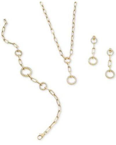Wrapped in Love Diamond Circle Link Drop Earrings Necklace Bracelet Jewelry Collection In 14k Gold Created For Macys - White