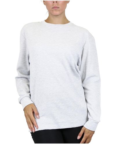 Galaxy By Harvic Loose Fit Waffle Knit Thermal Shirt - White