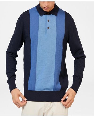 Ben Sherman Block Stripe Polo Shirt - Blue