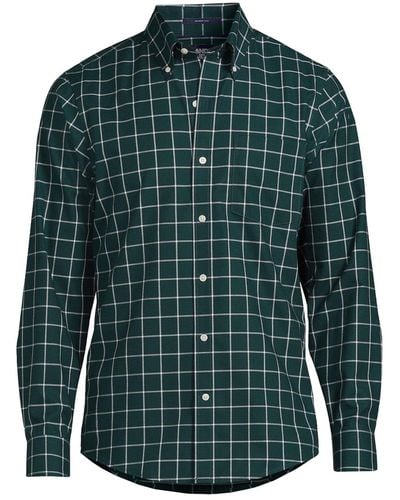 Lands' End Traditional Fit No Iron Twill Shirt - Green