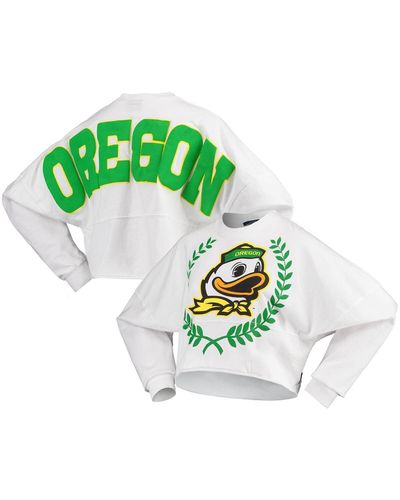 Spirit Jersey Oregon Ducks Laurels Crop Long Sleeve T-shirt - Green