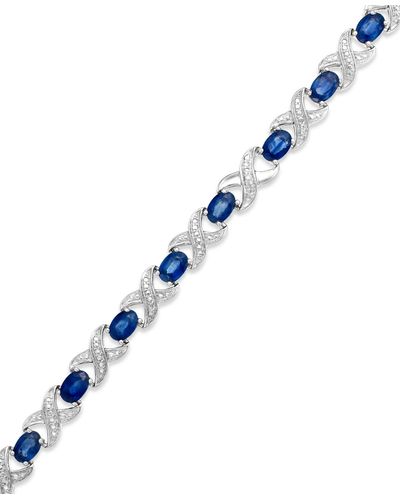 Macy's Gemstone And Diamond Accent Xo Bracelet - Blue