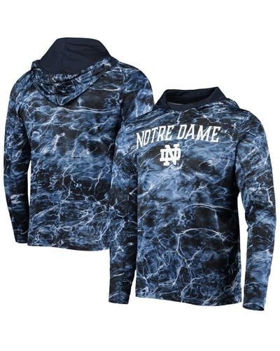 Colosseum Athletics Notre Dame Fighting Irish Mossy Oak Spf 50 Performance Long Sleeve Hoodie T-shirt - Blue