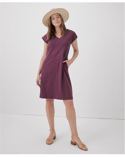 Pact Cotton Relaxed Slub Market Dress - Purple