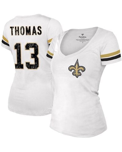 Majestic Threads Michael Thomas New Orleans Saints Fashion Player Name And Number V-neck T-shirt - White