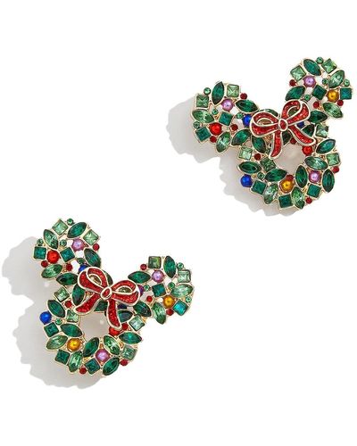 BaubleBar Mickey Mouse Wreath Statement Earrings - Green
