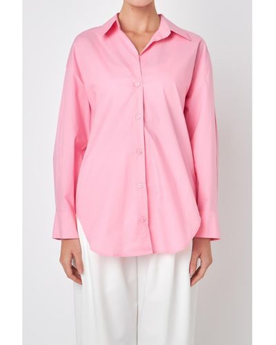 Grey Lab Oversize Collared Shirt - Pink