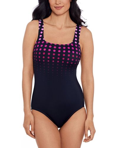 Swim Solutions Dotted Tank One-piece Swimsuit - Blue