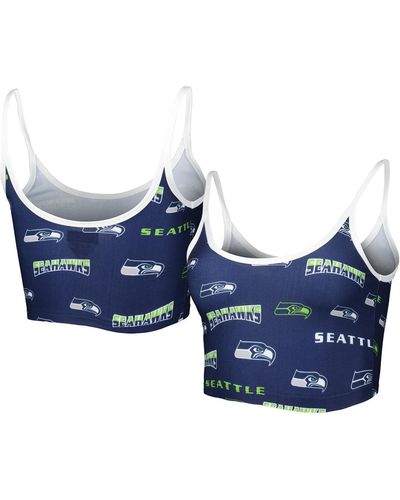 Concepts Sport Seattle Seahawks Breakthrough Allover Knit Lounge Bralette - Blue