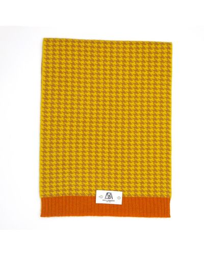 Bellemere New York Bellemere Houndstooth Cashmere Ribbed Scarf - Yellow