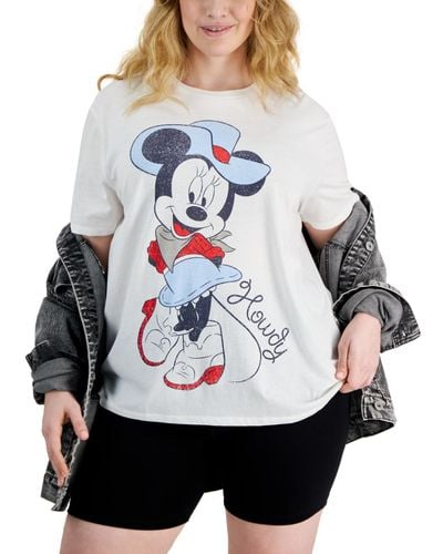 Disney Trendy Plus Size Howdy Minnie Mouse Tee - Gray