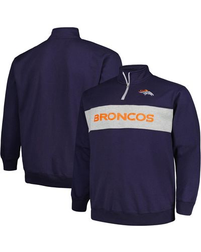 Profile Denver Broncos Big And Tall Fleece Quarter-zip Jacket - Blue