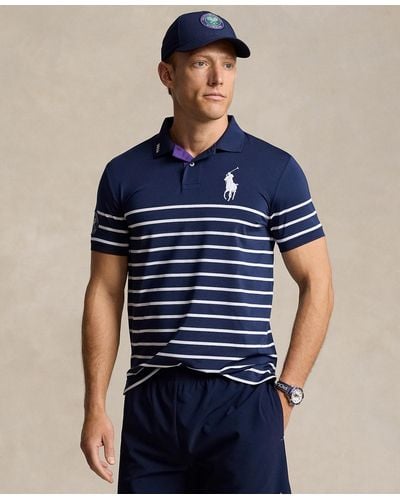 Polo Ralph Lauren Wimbledon 2024 Striped Polo Shirt - Blue