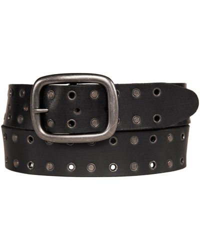 Lucky Brand Grommet And Stud Leather Belt - Black