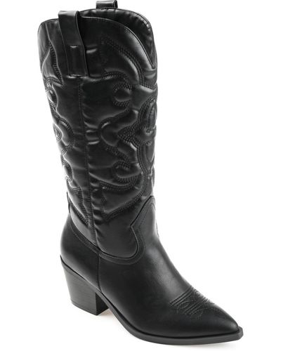 Journee Collection Chantry Cowboy Boots - Black