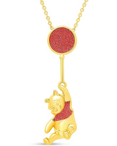 Disney Classics Winnie The Pooh Gold Plated Swinging Balloon Necklace - Pink