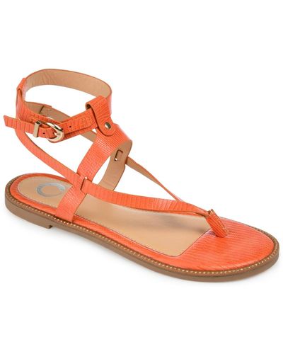 Journee Collection Tangie Ankle Strap Flat Sandals - Orange