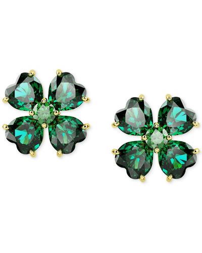 Swarovski Gold-tone Idyllia Crystal Stud Earrings - Green