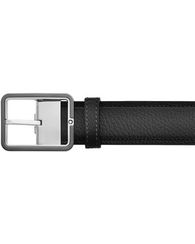 Montblanc Rectangular Buckle Leather Belt - Black