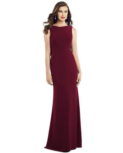 Dessy Collection Draped Backless Crepe Dress - Red