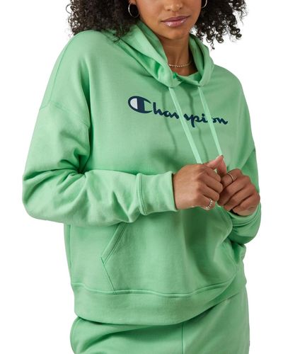 Champion Relaxed Logo Fleece Sweatshirt Hoodie - Green