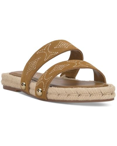 Jessica Simpson Jasdin Stitched-trim Flat Sandals - Metallic