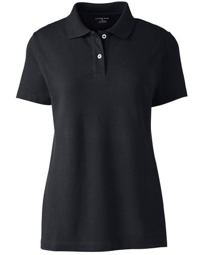 Lands' End Short Sleeve Basic Mesh Polo Shirt - Black